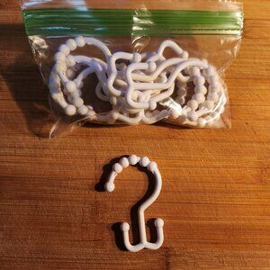 White double-sided shower curtain rings